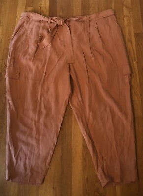 #ad NWT Nine West Womens Size 4X High Waist Tapered Utility Pants Mocha Frosting $24.99