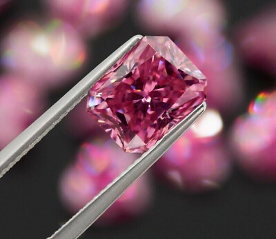 #ad 4 ct Pink Color Diamond Loose Radiant cut VVS1 with Certificate free Gift $190.00