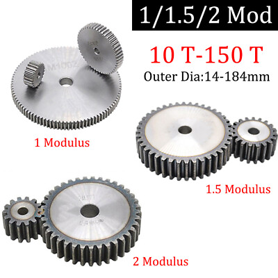 #ad 1 1.5 2M 45# Steel Spur Gears 10 150 Teeth 14 184mm OD Transmission Gear For CNC $3.65