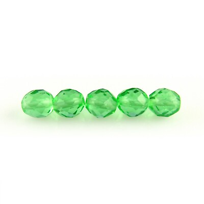 #ad Peridot Green 25 10mm Faceted Round Fire Polished Czech Glass Beads $4.50