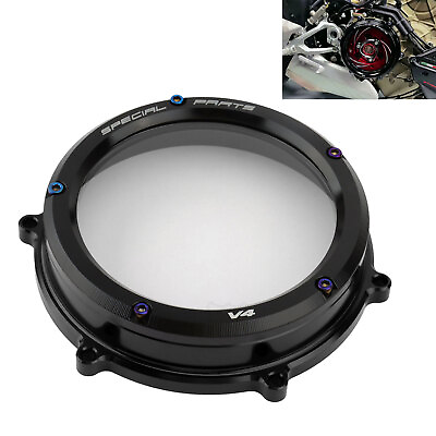 #ad CNC Black Clear Clutch Cover Protector For Ducati Panigale V4 Panigale V4S 18 22 $62.97
