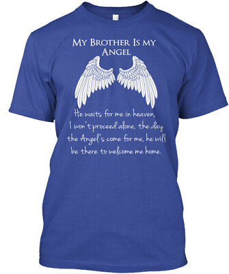 #ad Brother Waits For Me In Heaven My Is Angel He T Shirt Made in USA Size S to 5XL $21.97