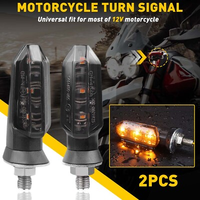 #ad 2pcs Motorcycle LED Turn Signals Blinker Light Indicator Smoke Amber For Honda $9.49