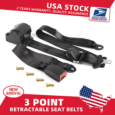 #ad 1X Universal 3 Point Retractable Black Seat Belts For Isuzu Rodeo 1998 2004 $31.19