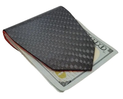 #ad Carbon Fiber Money Clip With Red Lining $12.99