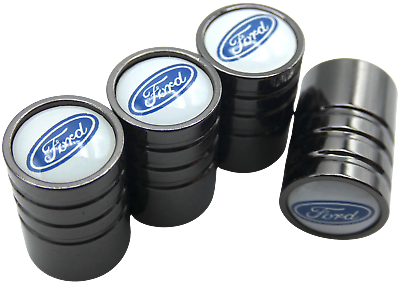 #ad 4x Ford Tire Valve Stem Caps For Truck Car Universal Fitting Metallic Black $7.84