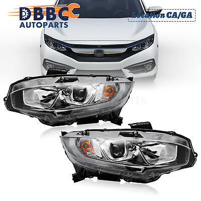 #ad Fit For Honda Civic 2016 2021 Pair Halogen Headlights Headlamps LHamp;RH W O Bulbs $107.09