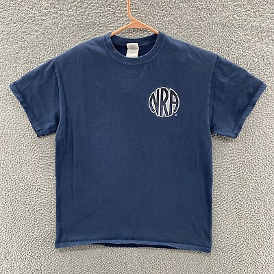 #ad VINTAGE NRA T Shirt Men Small Blue National Rifle Association Graphic Tag Med $16.14