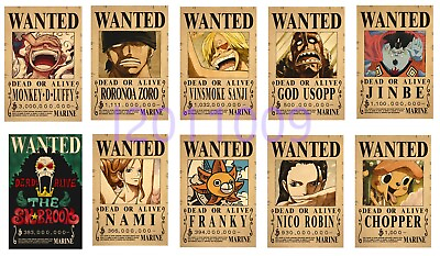 #ad The latest version of Anime One Piece Straw Hat Pirates Wanted Posters 10 pcs $21.99