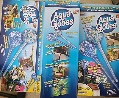 #ad Aqua Globes Automatic Self Plant Watering Bulbs Glass 6 Large 3 Boxes $50.00