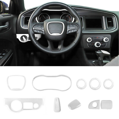 #ad 7x Interior Kit Center Dashboard Panel Cover Trim for Dodge Charger 2015 White $104.61