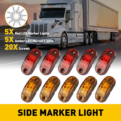 #ad 10PCS Amber Marker Side Red Lights Camper RV Trailer Boat Light Clearance Lamp $13.99