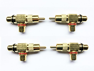 #ad US SHIP 4Pcs RCA Phono Splitter Plug 1 Male to 2 Female Audio Adapter Connector $11.64