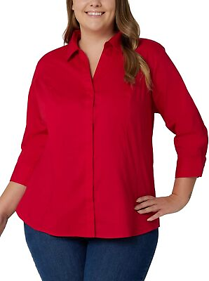 #ad Riders by Lee Indigo Women#x27;s Plus Size Easy Care ¾ Sleeve Woven Shirt $52.79
