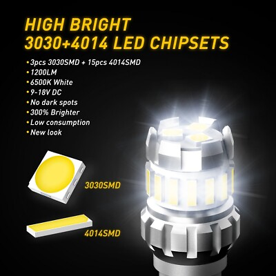 #ad AUXITO Backup LED Reverse Bulbs Light 912 921 T15 Super Bright Error White Free $9.11