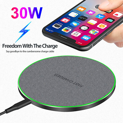 #ad 30W Fast Wireless Charger Charging Pad Mat For iPhone 12 11 XS 8 Samsung S20 $13.99