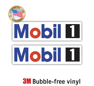 #ad 2X MOBIL 1 RACING OIL GAS RACING DECAL 3M STICKER MADE IN USA WINDOW CAR LAPTOP $69.99