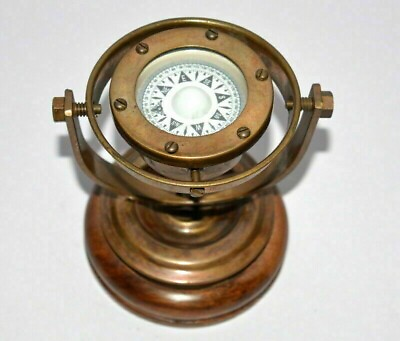 #ad brass nautical gimbal compass vintage ship#x27;s binnacle gimballed compass. $31.44