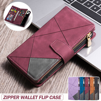 #ad Zipper Leather Flip Wallet Card Case For iPhone 15 14 Pro Max 13 12 11 XS X XR 8 $13.50