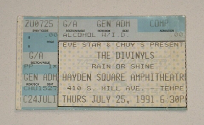 #ad 7 25 91 The Divinyls Concert Chuy#x27;s Tempe AZ Music Ticket Stub Hayden Square Amp $17.49