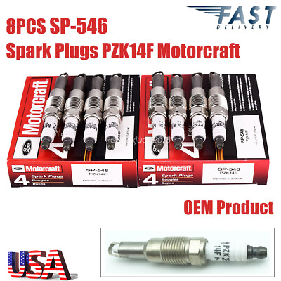 #ad 8PCS OEM Spark Plugs SP 546 PZK14F New For Ford F150 F250 Motorcraft SP546 NEW $37.69
