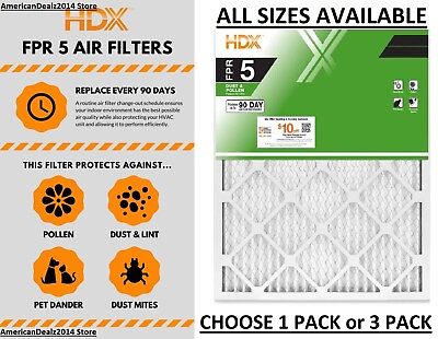 #ad 1 PACK or 3 PACK Air Filter Standard Pleated FPR 5 Dust Filters Furnace AC $19.90