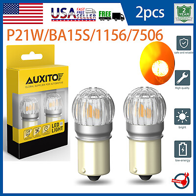 #ad 1156 7506 LED Reverse Backup Light Canbus Error Free BA15S Bulbs Amber 3000k New $16.99