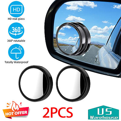 #ad 2PCS 360° Wide Angle Blind Spot Mirror Auto Convex Rear Side View Car SUV Truck $2.99