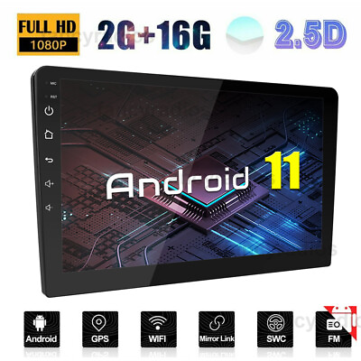 #ad 10.1quot; Android 11 Car Stereo Radio GPS Navi WIFI Quad Core Double 2DIN MP5 Player $59.79