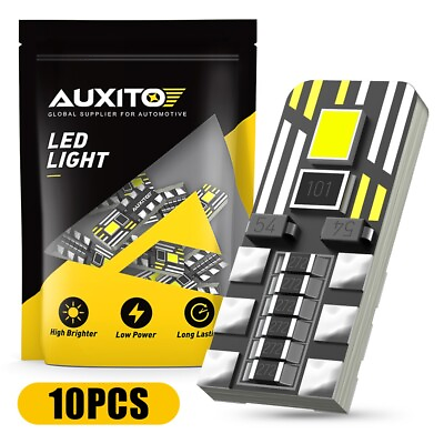 #ad AUXITO 10X T10 194 168 LED License Plate Interior Wedge Lights Lamp Bulbs CANBUS $11.59
