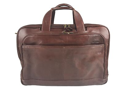#ad Hartmann Unisex Brown Leather Pockets Double Handles Compartment Laptop Bag $144.99