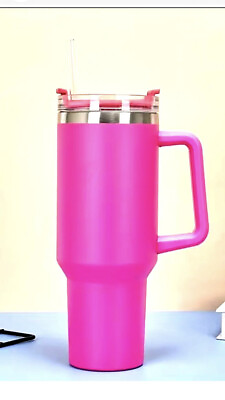 #ad Hot Pink 💘 40 Oz Tumbler Straw Handle Insulated Double Wall $23.00
