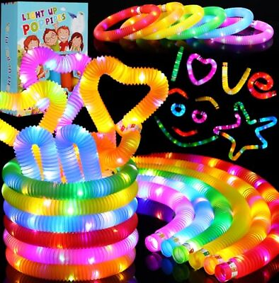 #ad 6 PCS Light Up Pop Tubes Glow Sticks Party Favors Sensory Fidget Toys for Kids $12.01