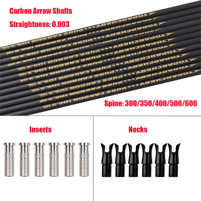 #ad #ad 33quot; Pure Carbon Arrows Shafts Spine300 600 Recurve Bow DIY Hunting Inserts Nocks $36.65