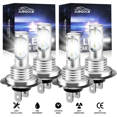 #ad H7 LED Headlights Bulbs 10000K High Low Beams Kit Combo Super White Bright 4Pcs $29.99