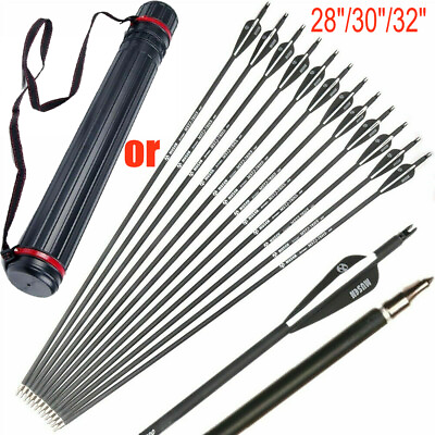 28 30 32quot; Carbon Arrows 7.8mm for Compound Recurve Bow Target Hunting Quiver US $39.98