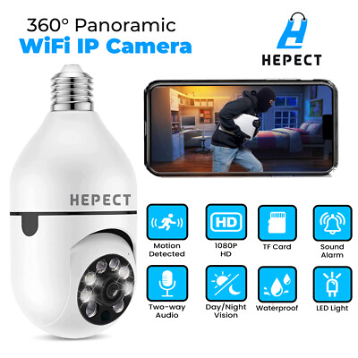 360° 1080P IP E27 Light Bulb Camera Wi Fi IR Night Smart Home Wireless Security $19.93