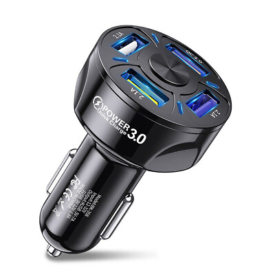 4 USB Port Super Fast Car Charger Adapter for iPhone Samsung Android Cell Phone $3.99
