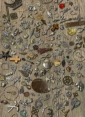 #ad 25 Pairs Lot All Small Earring Charms Pendants 50pcs Metal Wood Glass Resin DIY $10.00
