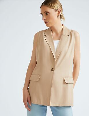 #ad KATIES Womens Vest Linen Blend Blazer Vest $14.24