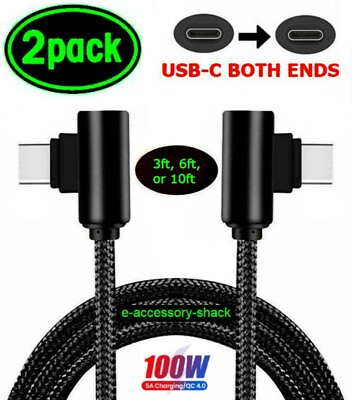 #ad 2 PACK 90 Degree Angle USB C to USB C Charger Cable Fast Charging Type Sync Cord $7.59