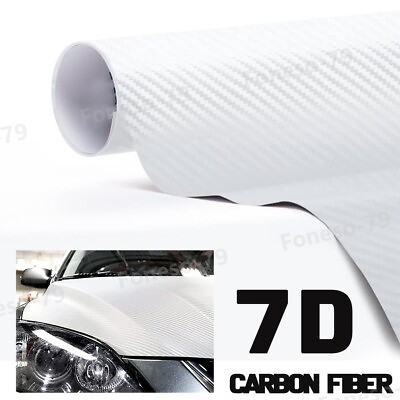 #ad 12quot; x 60quot; White Carbon Fiber Vinyl Film Wrap 3D Bubble Free Air Release 1ftx5ft $8.89