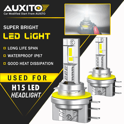 #ad 2x AUXITO LED H15 Bulbs High DRL Daytime Running Headlight Kit White Lights EOA $38.99