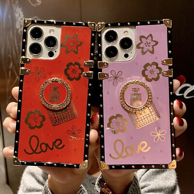 #ad For iPhone 11 12 13 14 7 8 XS XR Case Cover Bling Diamonds Flower Ring Kickstand $10.99