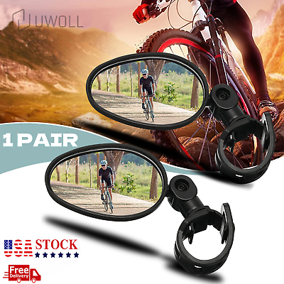 #ad 2Pcs Bike Mirror Rotaty Round MTB Road Handlebar Bicycle Rear View Glass Cycling $7.06
