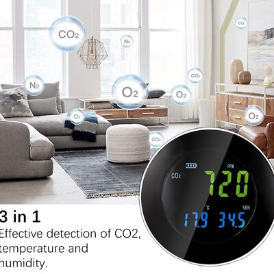 #ad 3 in 1 LCD CO2 Meter Temperature Humidity Air Quality Monitor Carbon Detector $92.09