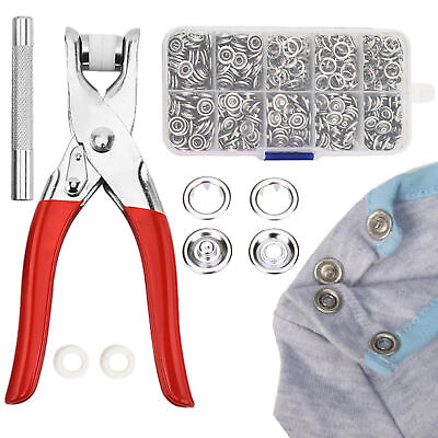 #ad Snap Fasteners Kit Tool Metal Snap Buttons Rings with Fastener Pliers Press $14.12