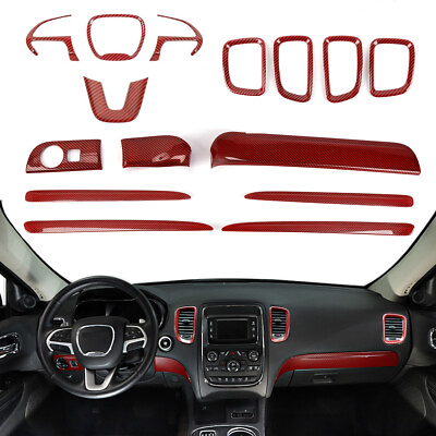 #ad Full Set Steering Wheel Dash Trim Cover Kit for Dodge Durango 11 Red Carbon 15x $131.99