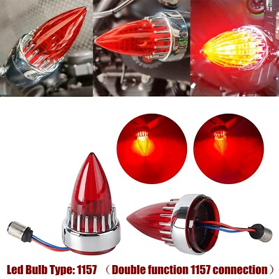 #ad For Harley Dyna Softail Sportster Custom Red 1157 LED Rocket Turn Signal Light $39.83