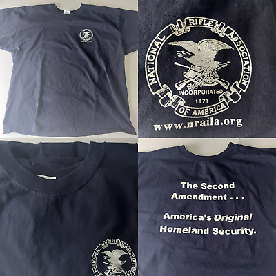 #ad Vintage NRA Mens Shirt Black Size XXL 2nd Amendment Rifle Eagle Print T Shirt $18.99